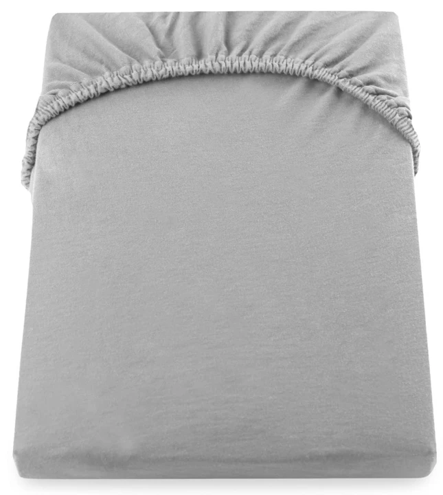 DecoKing prześcieradło kolor stalowy jersey z gumką 80-90x200