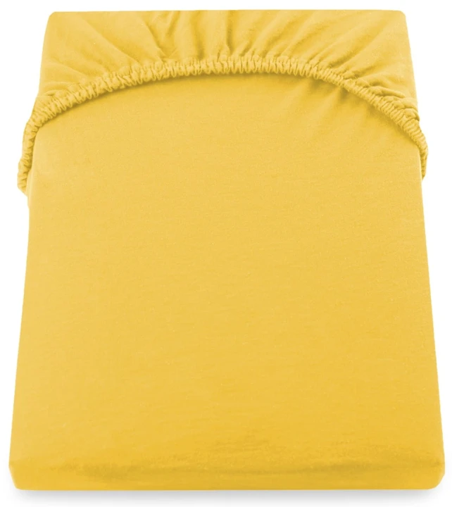 DecoKing prześcieradło żółte jersey z gumką 80-90x200