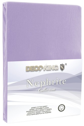 DecoKing prześcieradło jersey liliowe z gumką 80-90x200