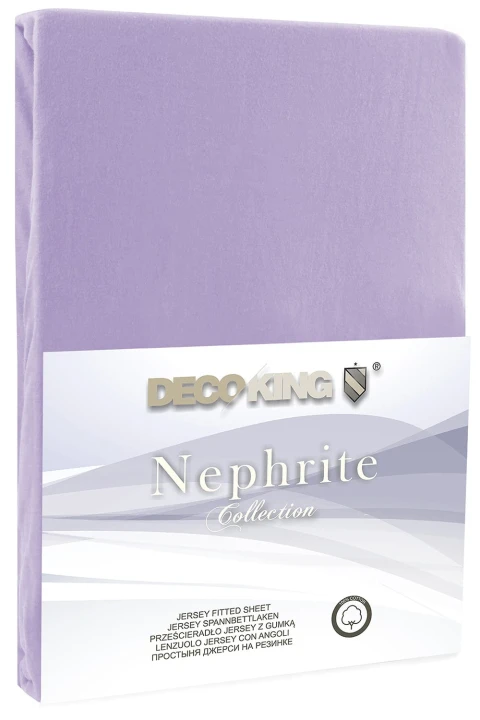 DecoKing prześcieradło jersey liliowe z gumką 80-90x200