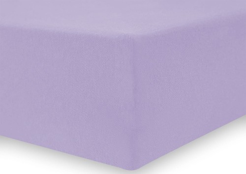 DecoKing prześcieradło jersey liliowe z gumką 80-90x200