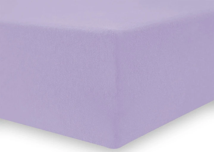 DecoKing prześcieradło jersey liliowe z gumką 80-90x200