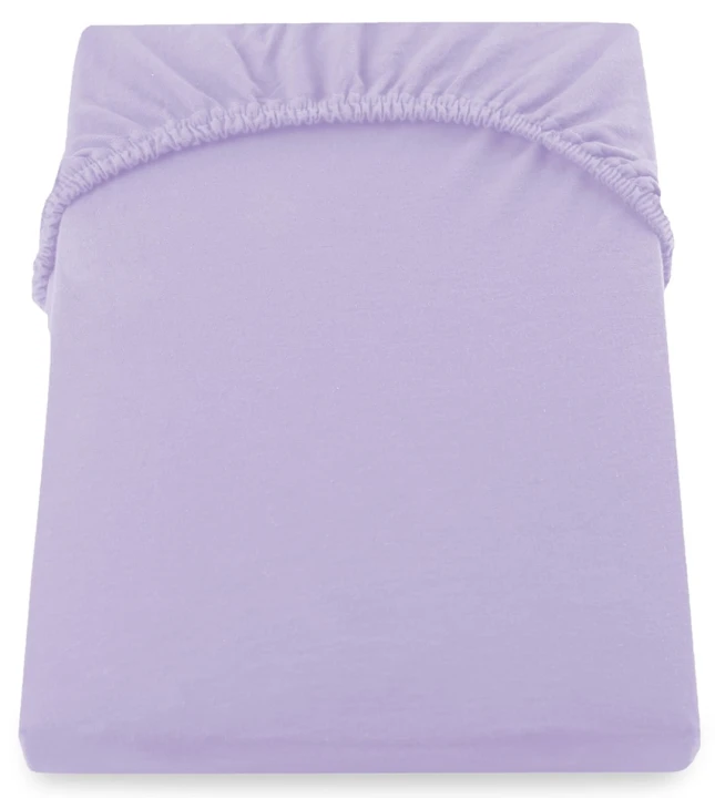 DecoKing prześcieradło jersey liliowe z gumką 80-90x200