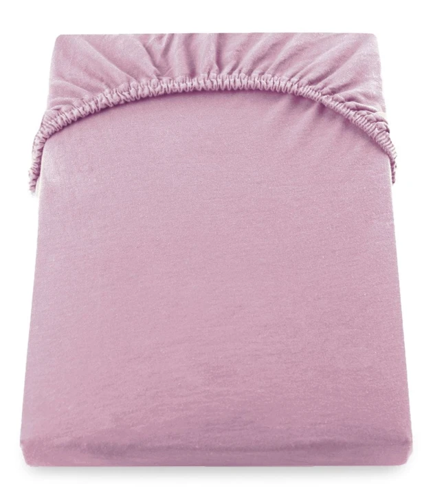 DecoKing prześcieradło jersey liliowe z gumką 80-90x200