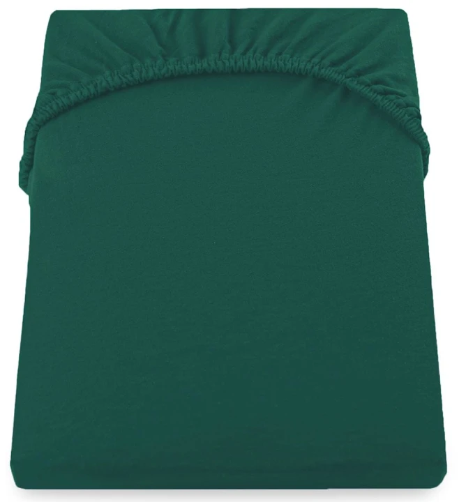 DecoKing prześcieradło zieleń butelkowa jersey z gumką 80-90x200