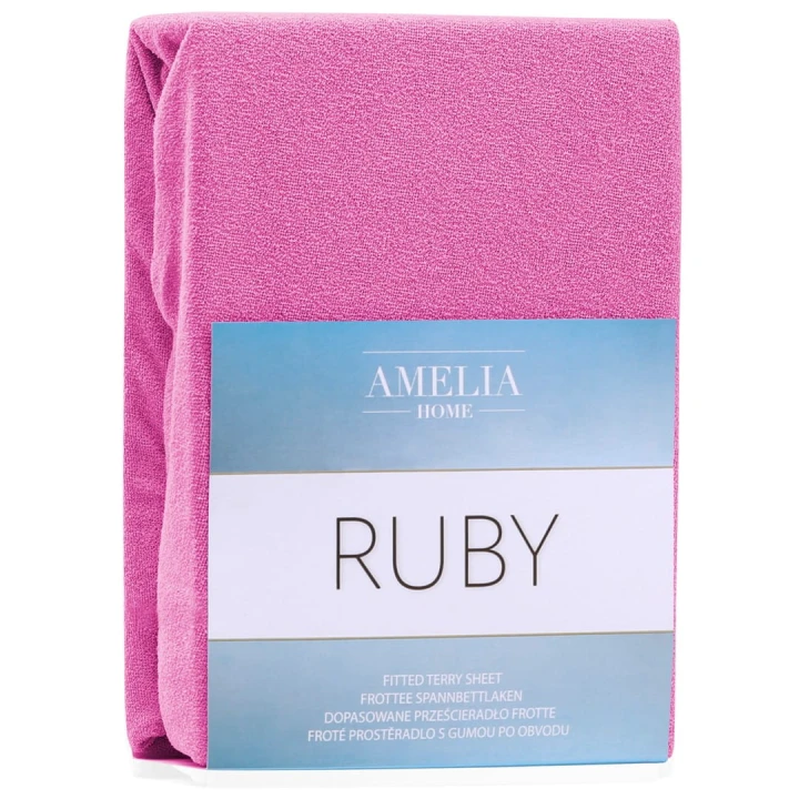 AmeliaHome prześcieradło frotte fuksja z gumką 80x200 cm.