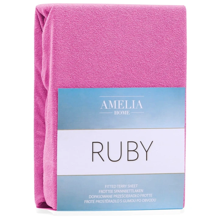 AmeliaHome prześcieradło frotte fuksja z gumką 80x200 cm.