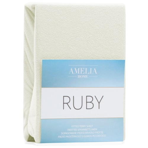 AmeliaHome prześcieradło frotte ecru z gumką 140x200 cm.