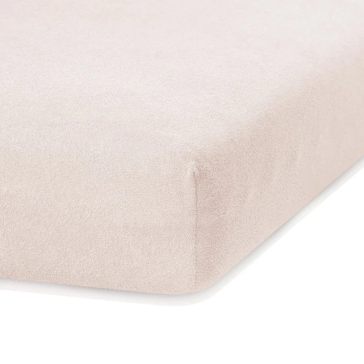 AmeliaHome prześcieradło frotte beżowe jasne z gumką 160x200 cm.