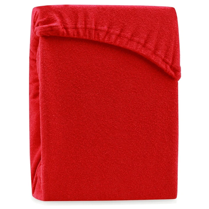 AmeliaHome prześcieradło frotte czerwone z gumką 160x200 cm.
