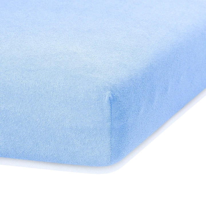 AmeliaHome prześcieradło frotte niebieskie jasne z gumką 160x200 cm.