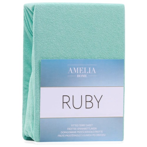 AmeliaHome prześcieradło frotte miętowe z gumką 160x200 cm.
