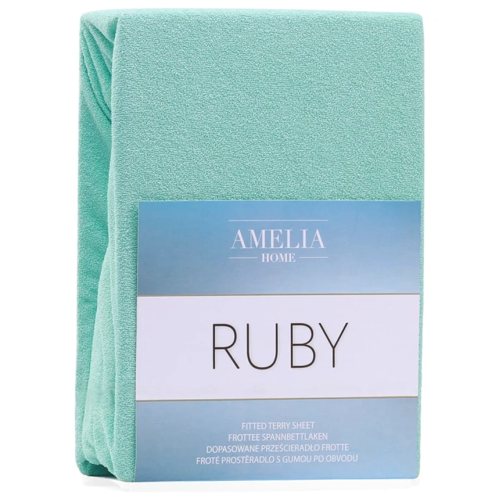 AmeliaHome prześcieradło frotte miętowe z gumką 160x200 cm.