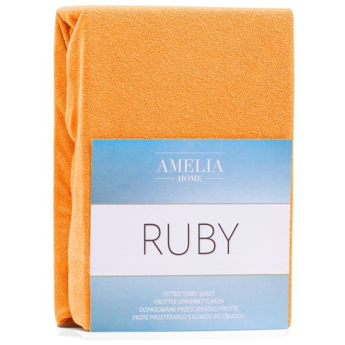 AmeliaHome prześcieradło frotte pomarańczowe z gumką 180x200 cm.