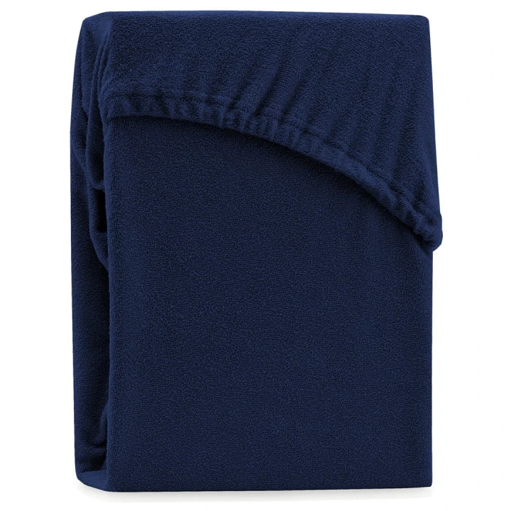 AmeliaHome prześcieradło frotte granatowe z gumką 180x200 cm.