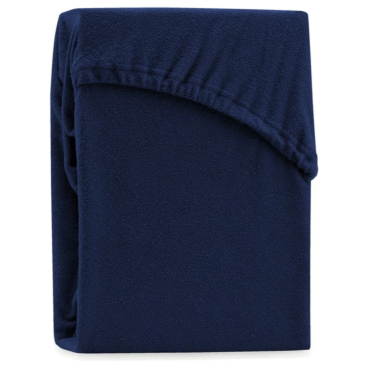 AmeliaHome prześcieradło frotte granatowe z gumką 180x200 cm.