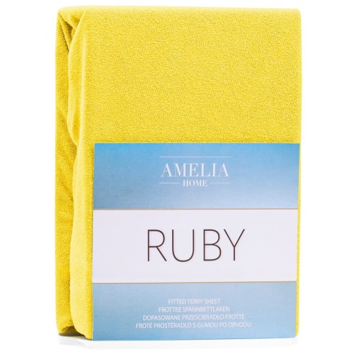 AmeliaHome prześcieradło frotte żółte z gumką 200x220 cm.