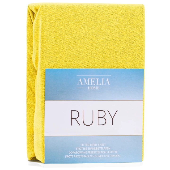 AmeliaHome prześcieradło frotte żółte z gumką 200x220 cm.