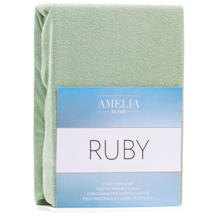 AmeliaHome prześcieradło frotte oliwkowe z gumką 200x220 cm.