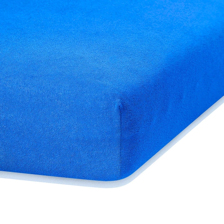AmeliaHome prześcieradło frotte niebieskie z gumką 200x220 cm.