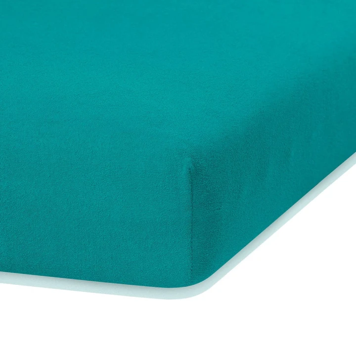 AmeliaHome prześcieradło frotte turkusowe z gumką 200x220 cm.