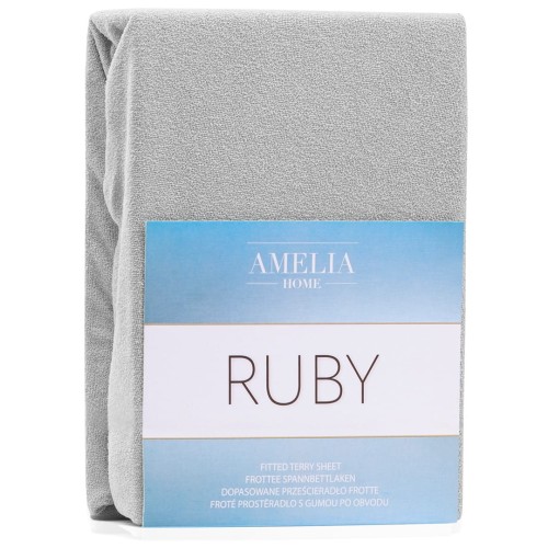 AmeliaHome prześcieradło frotte szare-srebrne z gumką 200x220 cm.