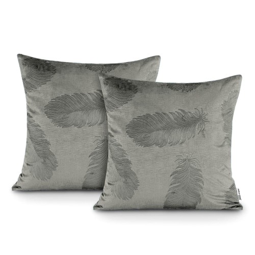 AmeliaHome poszewka dekoracyjna VELVET PEACOCK szara 2szt. 45x45