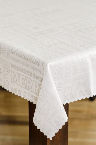 Obrus świąteczny  Boże Narodzenie życzenia srebrne