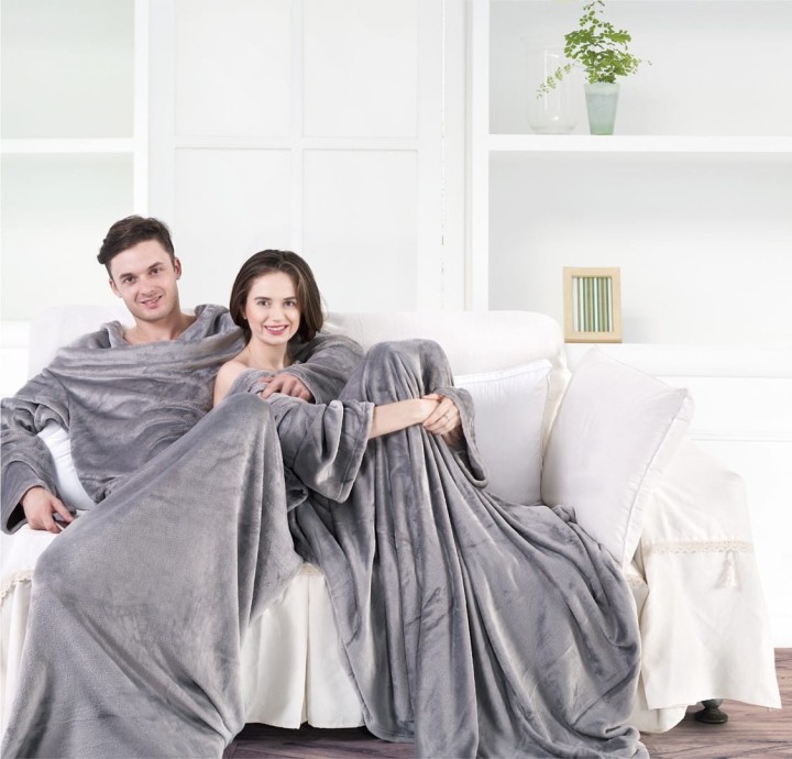 DecoKing koc z rękawami kolor szary LAZY rozmiar 170x200