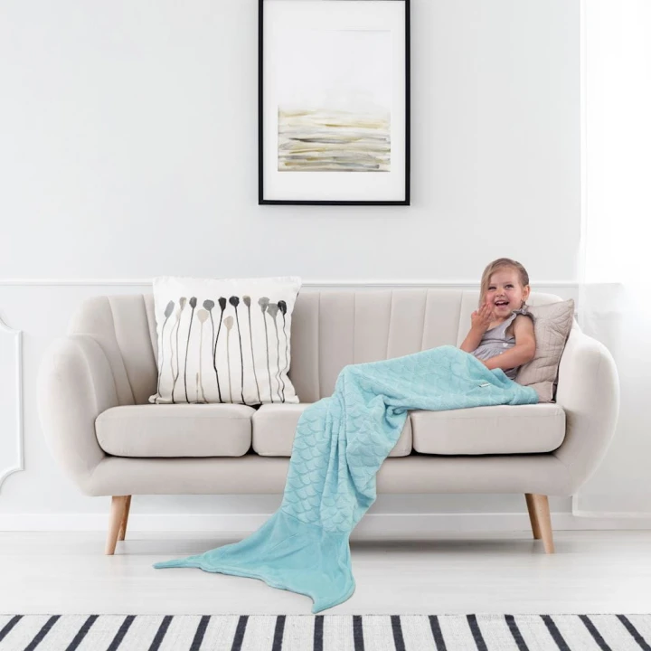 DecoKing koc syreni ogon SYRENA kolor błękitny 140 cm.