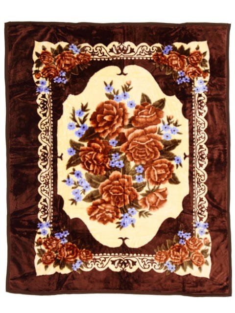 Koc Elway Akrylowy Gruby 160x210 Brązowy w Kwiaty