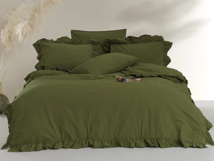 Pościel bawełniana OLIVE 160x200 STONEWASHED