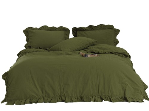 Pościel bawełniana OLIVE 160x200 STONEWASHED