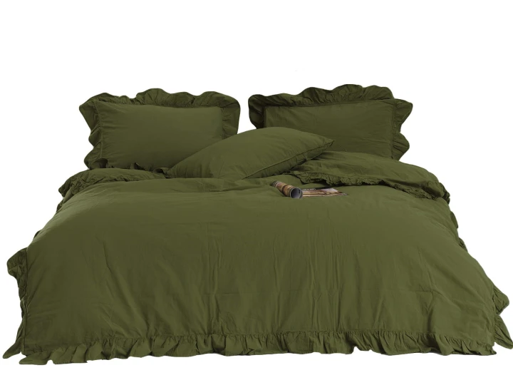 Pościel bawełniana OLIVE 160x200 STONEWASHED