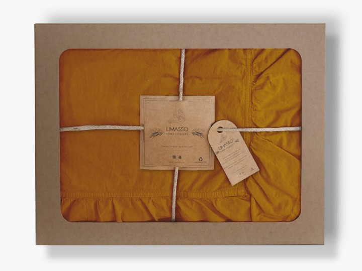Pościel bawełniana MUSTARD 160x200 STONEWASHED