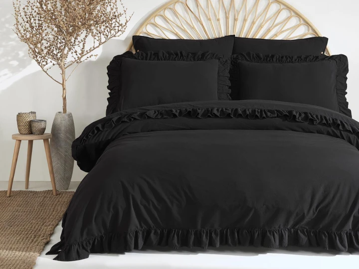 Pościel bawełniana BLACK 160x200 STONEWASHED