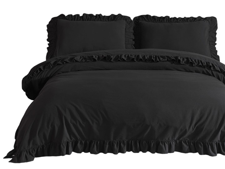 Pościel bawełniana BLACK 160x200 STONEWASHED
