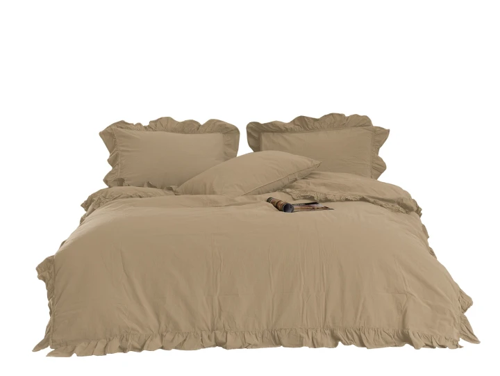 Pościel bawełniana AKDENIZ BEIGE 160x200 STONEWASHED
