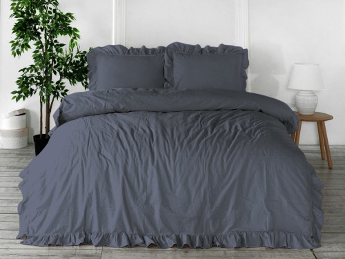 Pościel bawełniana NATURAL GREY 160x200 STONEWASHED