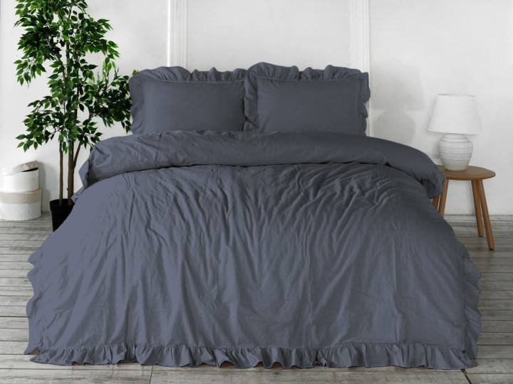 Pościel bawełniana NATURAL GREY 160x200 STONEWASHED