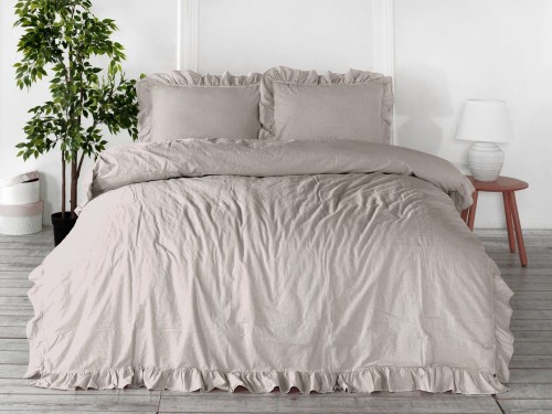 Pościel bawełniana NATURAL CREAM 160x200 STONEWASHED