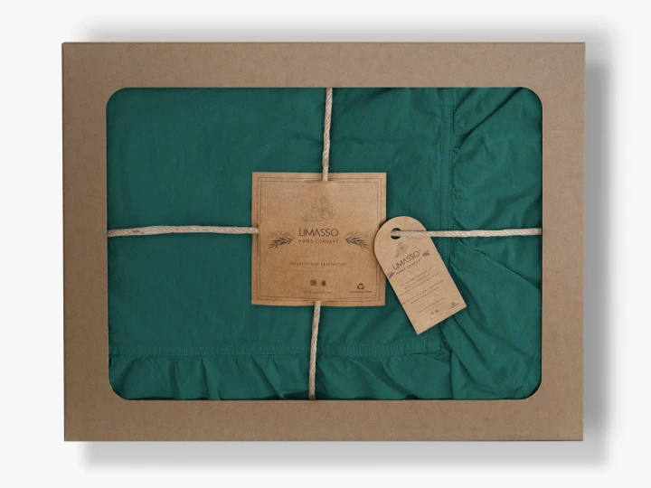 Pościel bawełniana DARK GREEN 160x200 STONEWASHED