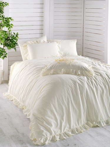 Pościel bawełniana SNOW WHITE 160x200 STONEWASHED