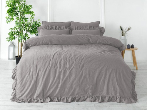 Pościel bawełniana OPAL GREY 160x200 STONEWASHED
