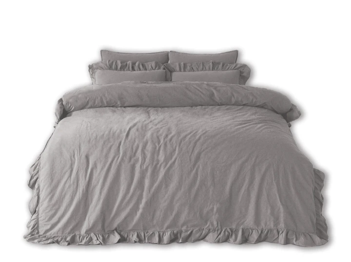 Pościel bawełniana OPAL GREY 160x200 STONEWASHED