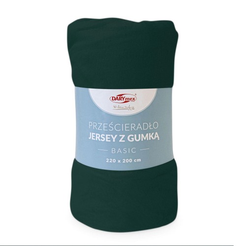 Prześcieradło zieleń butelkowa jersey z gumką 160x200