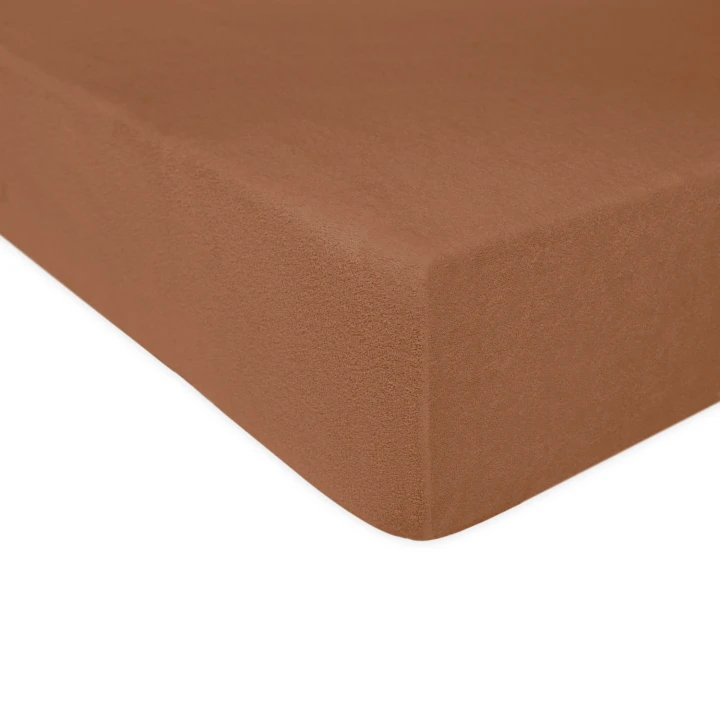 Prześcieradło frotte brązowe z gumką 160x200.