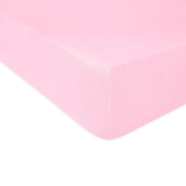 Prześcieradło frotte różowe z gumką 220x200