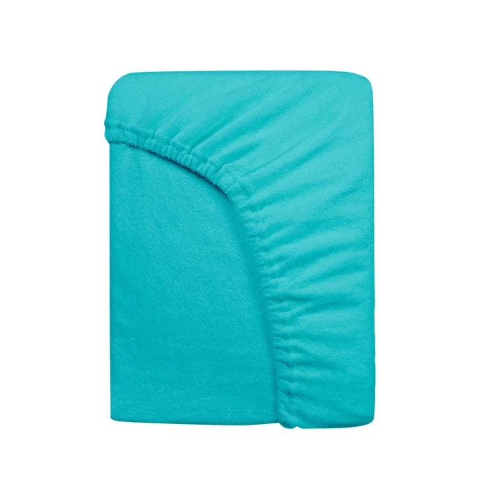 Prześcieradło frotte turkusowe z gumką 220x200