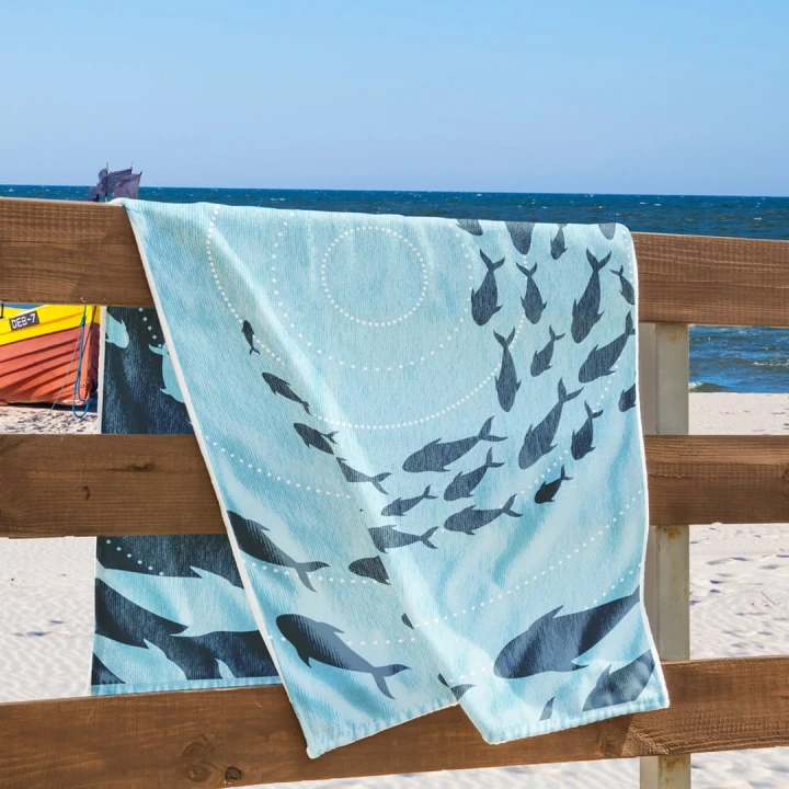 Ręcznik SHOAL kolor błękitny przód welur, tył frotte 90x180 decoking
